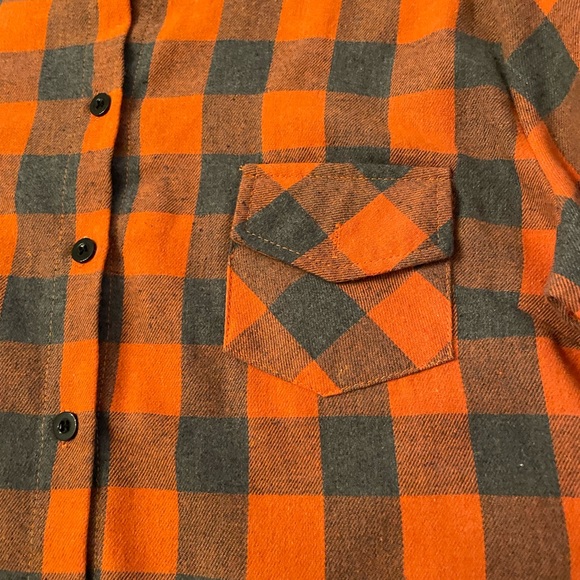 Orange and gray flannel button up - Picture 2 of 3